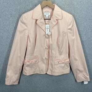 Ann Taylor Loft Blazer Women Size 6 Pink Textured Bow Pockets NWT